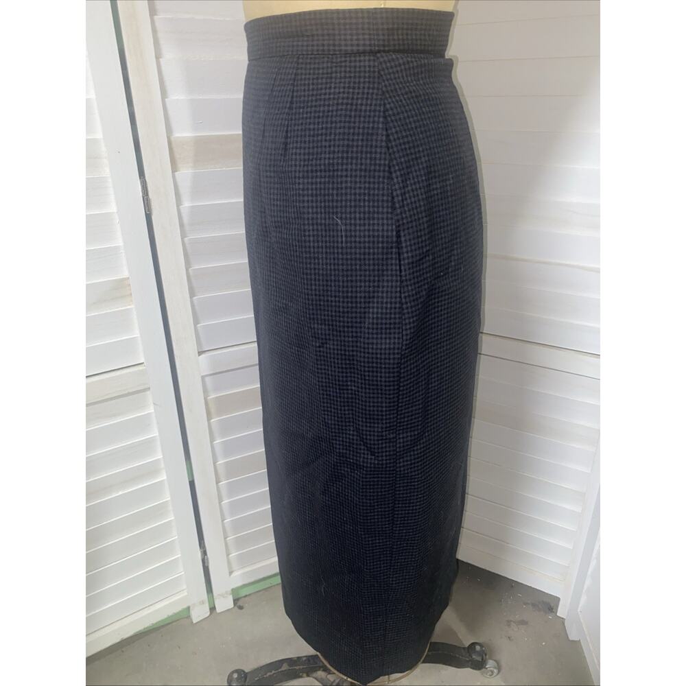 Mark Shale Plaid Check Black Gray Wool Pencil Skirt Lined Size Small - Picture 5 of 8